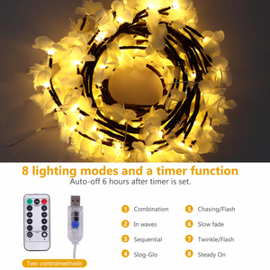 Nouvelles lumières LED blanches en forme de fleurs de pêche, de cerisiers et de vignes de saule pour la décoration murale de Noël avec des branches d'arbre - Product Image 4