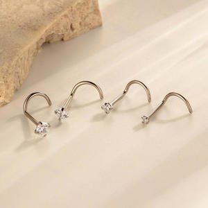 Toptan burun çıtçıt burun Piercing L şekli altın paslanmaz çelik zirkon kakma burun yüzükler kadınlar için moda takı Piercing - Product Image 3
