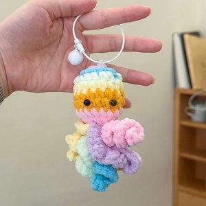 Handmade <b>Yarn</b> Crochet Rainbow Octopus Doll Keychain Knitted Sea Animal Pendant <b>Amigurumi</b> Charm Bag Decor Valentine's Day Gifts - Product Image 4