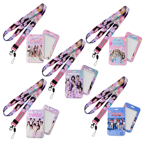 Wholesale KPOP Idol Group TWICE MOMO SANA MINA NAYEON Long Lanyard Neck Strap with Photocard Card Case