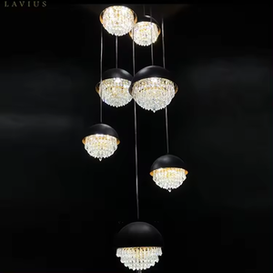 Gran Venta de candelabro LED grande, proyecto de luz colgante de techo, decoración de Villa de Hotel, candelabro de escalera Led, cristal de lujo - Product Image 3