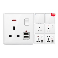 Prise d'interrupteur mural électrique standard britannique simple et double pôle PC prise d'interrupteur électrique blanche