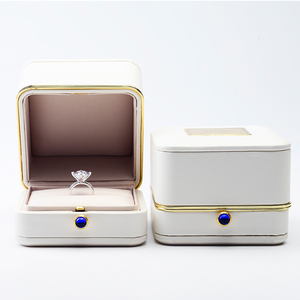 FANXI Custom Logo Ring Pendant <b>Earring</b> <b>Box</b> Gold Rimmed Jewelry <b>Box</b> with Push Button - Product Image 3