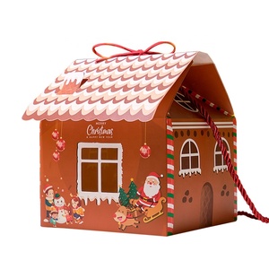 Cajas de regalo de galletas con forma de Casa Grande personalizadas OEM caja de papel de embalaje de postre de galletas biodegradable con mango de cuerda - Product Image 1