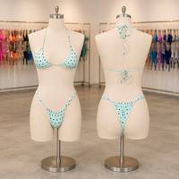 Fabricant de maillots de bain personnalisés écologiques, ensemble de bikini à volants, à nouer, sans couture, double doublure, à pois, maillot de bain pour femmes