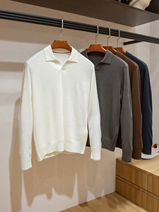 이탈리아 올드머니 스타일 캐시미어 울 혼방 긴팔 베이스 레이어 스웨터 가을 남성 캐주얼 갈매기 칼라 니트 중국산 - Product Image 2