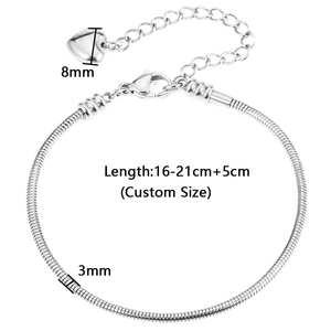 <span class=keywords><strong>Bracciale</strong></span> a Catena Serpente Unisex di Tendenza in Acciaio Inossidabile all'Ingrosso con Placcatura PVD in Oro 18k e Ciondolo a Cuore Rotondo Semplice Fai-da-Te - Product Image 6