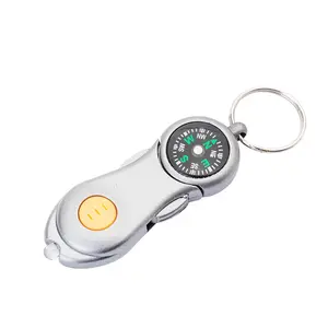 Wholesale new multifunctional LED lamp compass key chain, mountaineering buckle compass