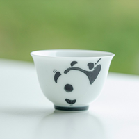 Juego de Té de Cerámica Japonesa Arita-yaki Pintado a Mano con Diseño de Panda, Tetera y Taza de Porcelana Gaiwan para la Ceremonia del Té en Casa