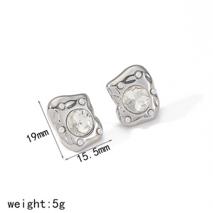 Pendientes de moda con perlas irregulares y circonitas, bisel de aleación de zinc, joyería para fiestas TE6964 - Product Image 3