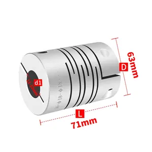 D63 L71 Binnengat 12 Tot 35Mm Aluminium Cnc Stappenmotor Flexibele As Koppeling Koppeling Encoders Graveermachine