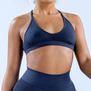 Soutien-gorge de yoga sans couture AliExpress pour femme, col rond, haute élasticité, pour fitness et sport, jaune - Product Image 4