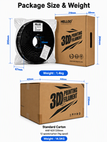 Filament d'imprimante 3D HELLO3D PLA, moulage multicolore, 1,75 mm, 1 kg, température d'impression 200°C, origine Chine
