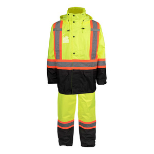 Custom Logo High Visibility Rain Coat Waterproof Breathable Reflective Safety <b>Raincoat</b> for Construction Worker - Product Image 2