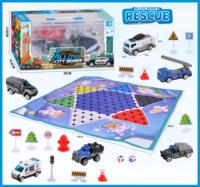 Mini-voitures miniatures en métal moulé sous pression avec tapis de jeu, camions de police, de pompiers, de secours, militaires et agricoles en alliage, jouet de simulation pour enfants
