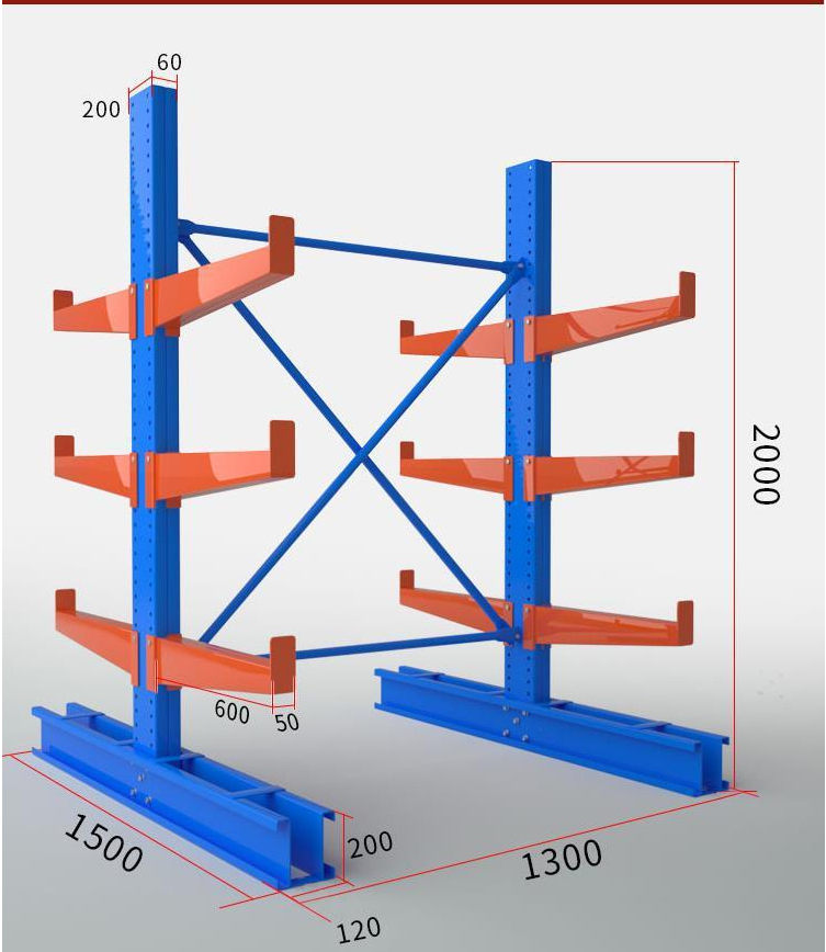 2000kg Capacity Steel Tube Cantilever Rack Shelves For Fabric Roll Storage