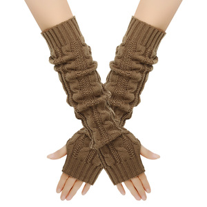 Frauen Winter warm gestrickt Arm wärmer Handschuhe Fäustlinge lange finger lose Daumenloch Ebene für Sport Radfahren täglichen Gebrauch im Freien - Product Image 4