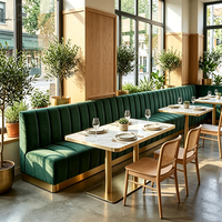 Canapé de restaurant personnalisable de luxe en acier inoxydable vert doré avec table à manger en marbre
