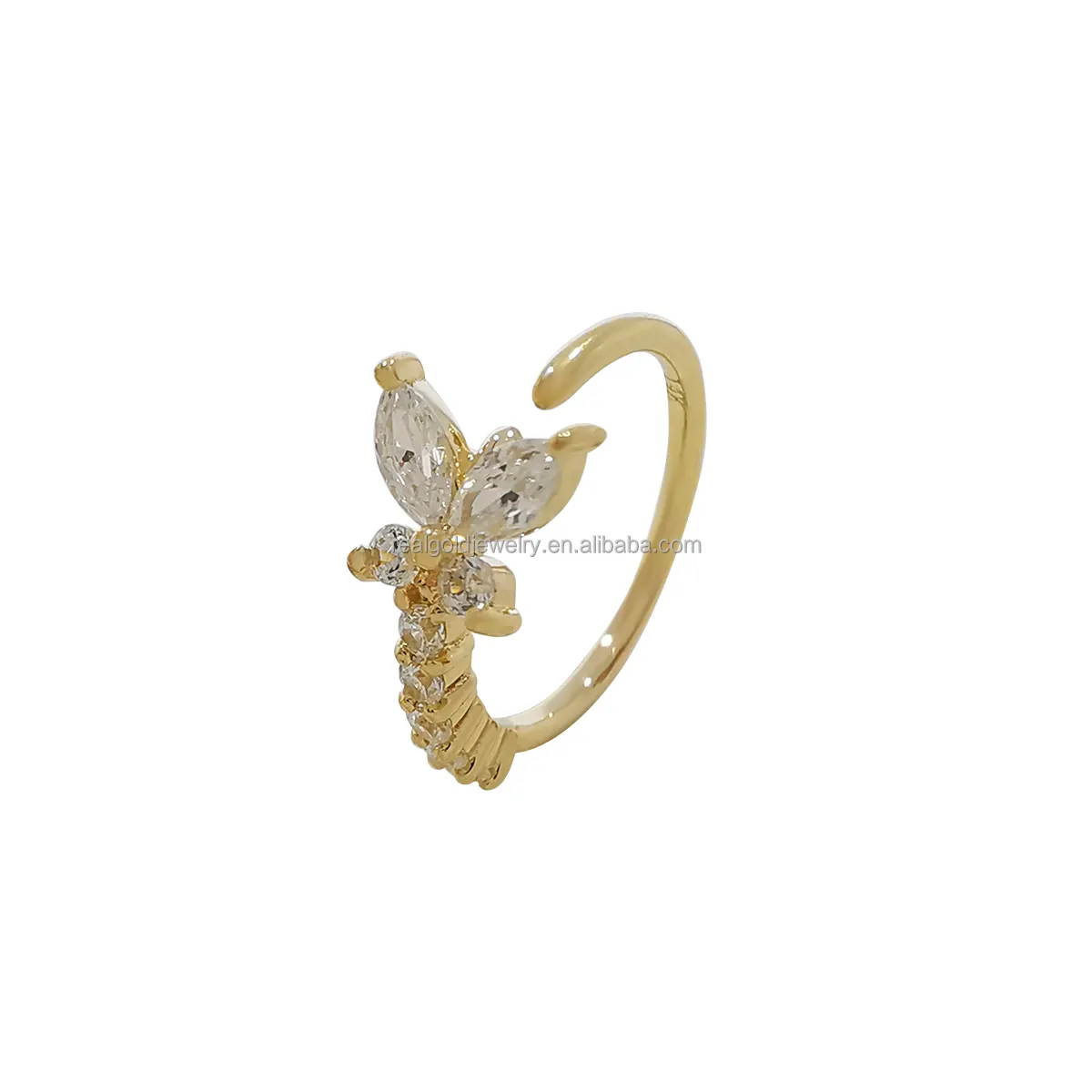 14K oro macizo mariposa nariz Pin pendiente Clip personalizado joyería fina Piercing para el cuerpo para bodas regalos compromisos fiestas