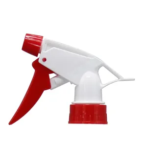 Pulverizador de gatillo de prensa manual de plástico rojo y blanco resistente al ácido para uso en jardín de casa con cuello 28/400