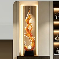 Grande sculpture de poisson koï en résine TONFO, ornement décoratif sur pied avec éclairage LED, style chinois luxueux et moderne pour la maison et l'hôtel