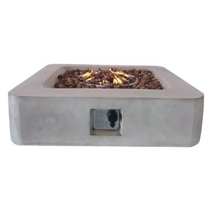 Pozo de fuego de gas de piedra de hormigón cuadrado gris oscuro de 42 pulgadas 60000BTU para decoración de jardín al aire libre para uso en mesa al aire libre - Product Image 3