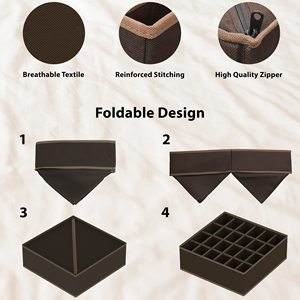Lot de 4 organiseurs de tiroirs pour chaussettes et sous-vêtements, séparateurs pliables en tissu pour commodes et placards, et bacs de rangement pour vêtements de bébé - Product Image 4