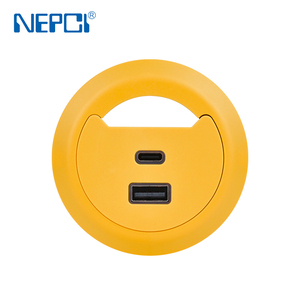 <span class=keywords><strong>Prise</strong></span> de courant USB intégrée de style européen avec câbles DC-06U-65AC, design compact avec une grande capacité de 65 W, jaune - Product Image 5