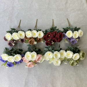 Bouquet de fleurs artificielles Hibiscus Rose à 9 têtes, série violette européenne Suzume II, 45 cm, pour mariage, décoration intérieure et accessoires de photographie - Product Image 4
