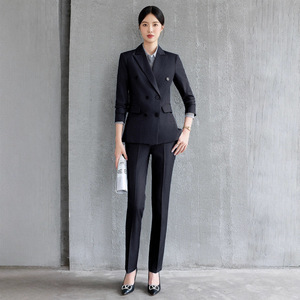 Women's Professional Suit Set Spring Autumn Office Lady Three Quarter Sleeve Anti-Wrinkle Polyester Worsted Formal Wear - Product Image 2