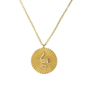 Nabest Gold Plated 925 Silver Necklaces Jewelry Coin Pendant Snake Clavicle Chain Necklace Women Vintage Design Choker