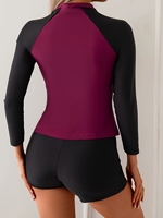 Tankini deux pièces à manches longues avec logo personnalisé, uni, solide, protection solaire, vêtements de plage, maillot de bain pour femmes, taille haute, combinaison de plongée protectrice contre le soleil