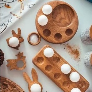 Organizador de Huevos de Madera de Acacia con Divisiones para Conservación de Frescura en el Refrigerador, Diseño Minimalista - Product Image 1