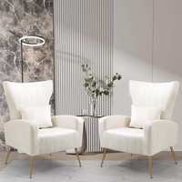 Fauteuil à dossier haut capitonné en velours doré pour salon, chambre, bureau à domicile, appartement, hôtel, salle à manger