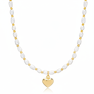 Corazón liso perla de agua dulce 925 collar de joyería de plata turco hecho a mano joyería fina al por mayor - Product Image 2
