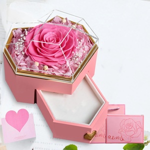 HIPIE New Design Ewige Rose Blume Geschenke Box Schmuck Ring Halskette Verpackung Box Valentinstag Geschenk box für Frauen Frau - Product Image 1