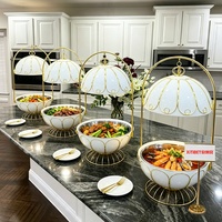 Plat de service de luxe élégant en acier inoxydable 8L, chauffe-plat pour buffet d'hôtel, ensemble de plats de service pour mariage, événements et traiteur