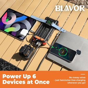 Banco de Energía <span class=keywords><strong>Solar</strong></span> <span class=keywords><strong>Blavor</strong></span> de 20000mAh con Cable Integrado, <span class=keywords><strong>Cargador</strong></span> Inalámbrico de 15W con Carga Rápida, Batería de Litio-Polímero con Protección Contra Sobrecarga - Product Image 2