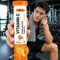 Comprimés effervescents de vitamine C OEM 1000 mg, complément de santé à base de plantes avec saveur fruitée