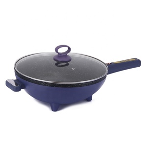 Olla Eléctrica 3 en 1, <span class=keywords><strong>Wok</strong></span> Redondo Multifuncional de Cerámica <span class=keywords><strong>con</strong></span> <span class=keywords><strong>Tapa</strong></span> de <span class=keywords><strong>Vidrio</strong></span> Templado, Ahorro de Energía para Uso Doméstico - Product Image 5