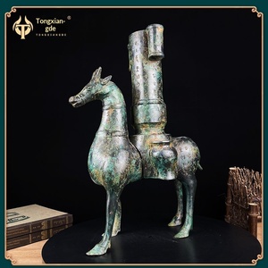 Jingciren Boutique Pot de chevaletage en bronze antique, en cuivre pur, avec inscriptions anciennes, cadre Mabo ancien, collection de cadeaux de déménagement - Product Image 2