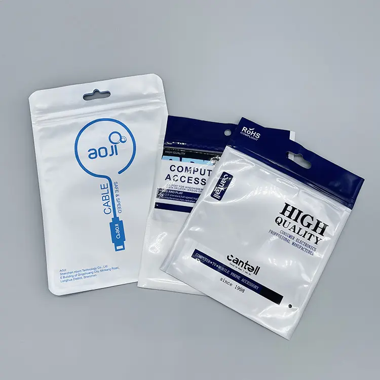 플라스틱 지퍼락 파우치 데이터 라인 클리어 사용자 정의 매트 휴대 전화 충전기 케이블 케이스 포장 가방