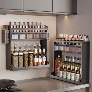 Kitchen Shelf Wall Mounted Non Porous Seasoning Bottle and <b>Jar</b> Multifunctional Multi-layer Storage <b>Rack</b> - Product Image 1