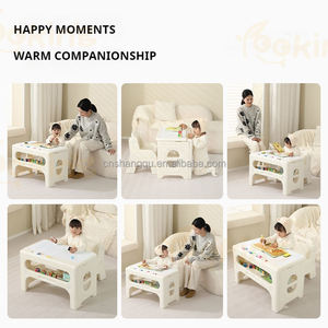 Ensemble table et chaise d'étude <span class=keywords><strong>en</strong></span> plastique pour enfants VSUCH, motif ours de dessin animé, bureau de rangement, table d'activités et de jeu pour tout-petits, pour la maison et la crèche - Product Image 6