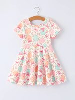 Robe pour filles et enfants, motif floral lapin rose de Pâques, respirante, coupe trapèze, longueur genou, manches courtes, nœud œuf, printemps-été