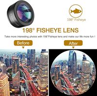 Kit d'objectif de caméra de téléphone 3-en-1 amélioré 198 ° Fisheye + Macro + 120 ° Grand Angle Clip-on pour Samsung Android iphone Smartphones
