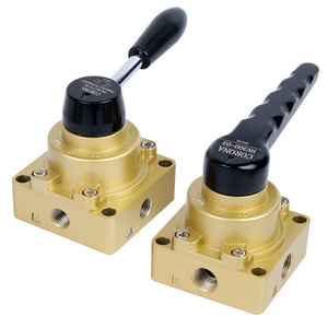 Vanne rotative manuelle à trois positions et quatre voies Corona Hv02, vanne de commande pneumatique pour usage industriel - Product Image 1