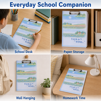 Porte-documents A4 décoratif à motif de dessin animé avec règle intégrée et boucle de suspension, mignon, multi-designs, en PP, pour l'école et les enfants