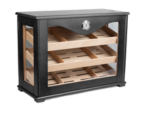 Sonny Logo personnalisé Bubinga laqué double porte 250 CT noir humidificateur vitrine à cigares