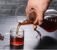 Carafe à café en verre borosilicate transparent avec manchon en bois moderne, écologique, 400ml-800ml, avec infuseur en acier